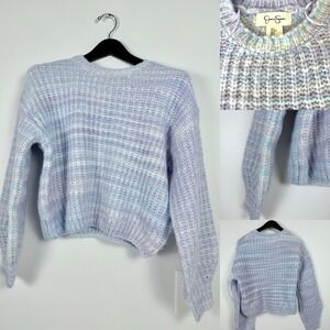 Jessica Simpson Cropped Oversized‎ Sweater Women S Pastel Rainbow Wool Blend
